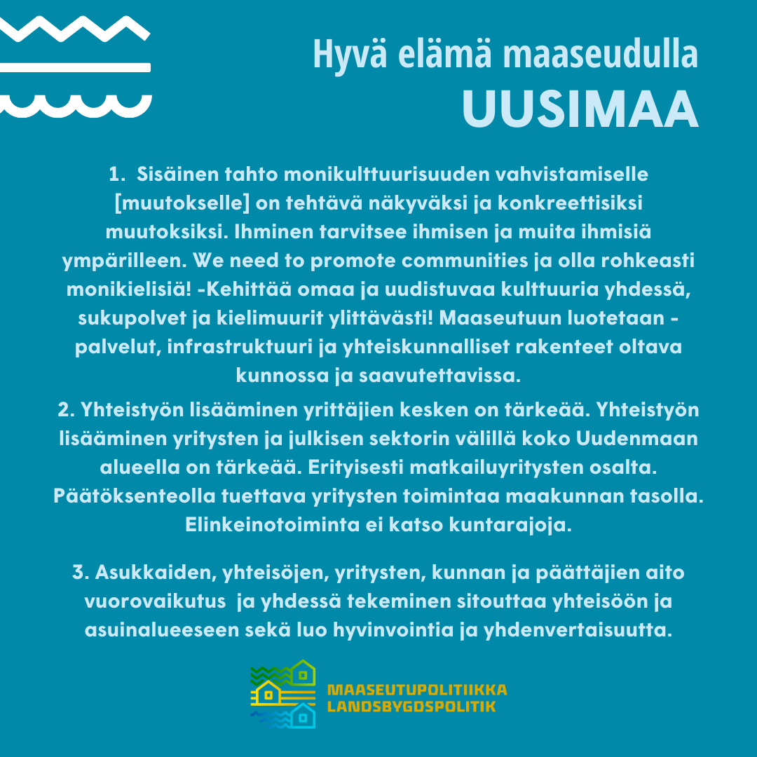 Hyvä elämä Uudellamaalla -huoneentaulu